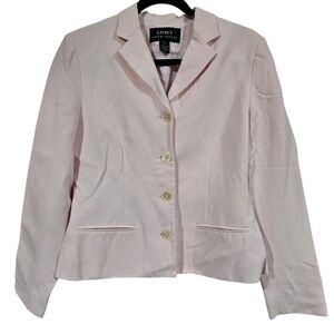 LAUREN Ralph Lauren Silk/Linen Blend Pink Women's Classic Button Blazer FLAW